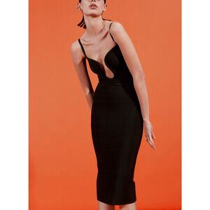 Hervé Léger 'The Salma' Black Rayon Dress Size S - NWT